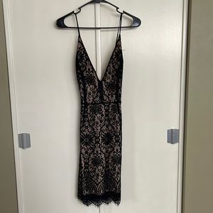 Black lace dress with nude underlay